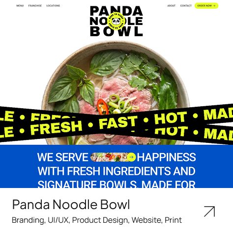 Panda Noodle Bowl — Branding, UI/UX, Product Design, Website, Print