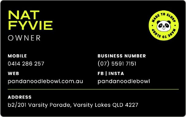 Panda Noodle Bowl business card back