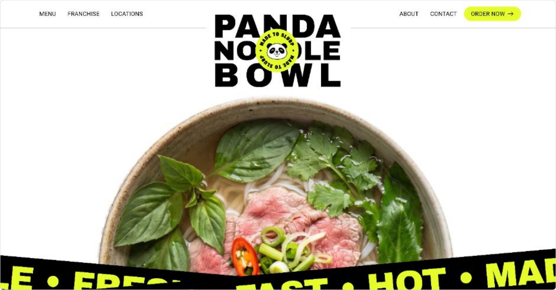 Panda Noodle Bowl website hero