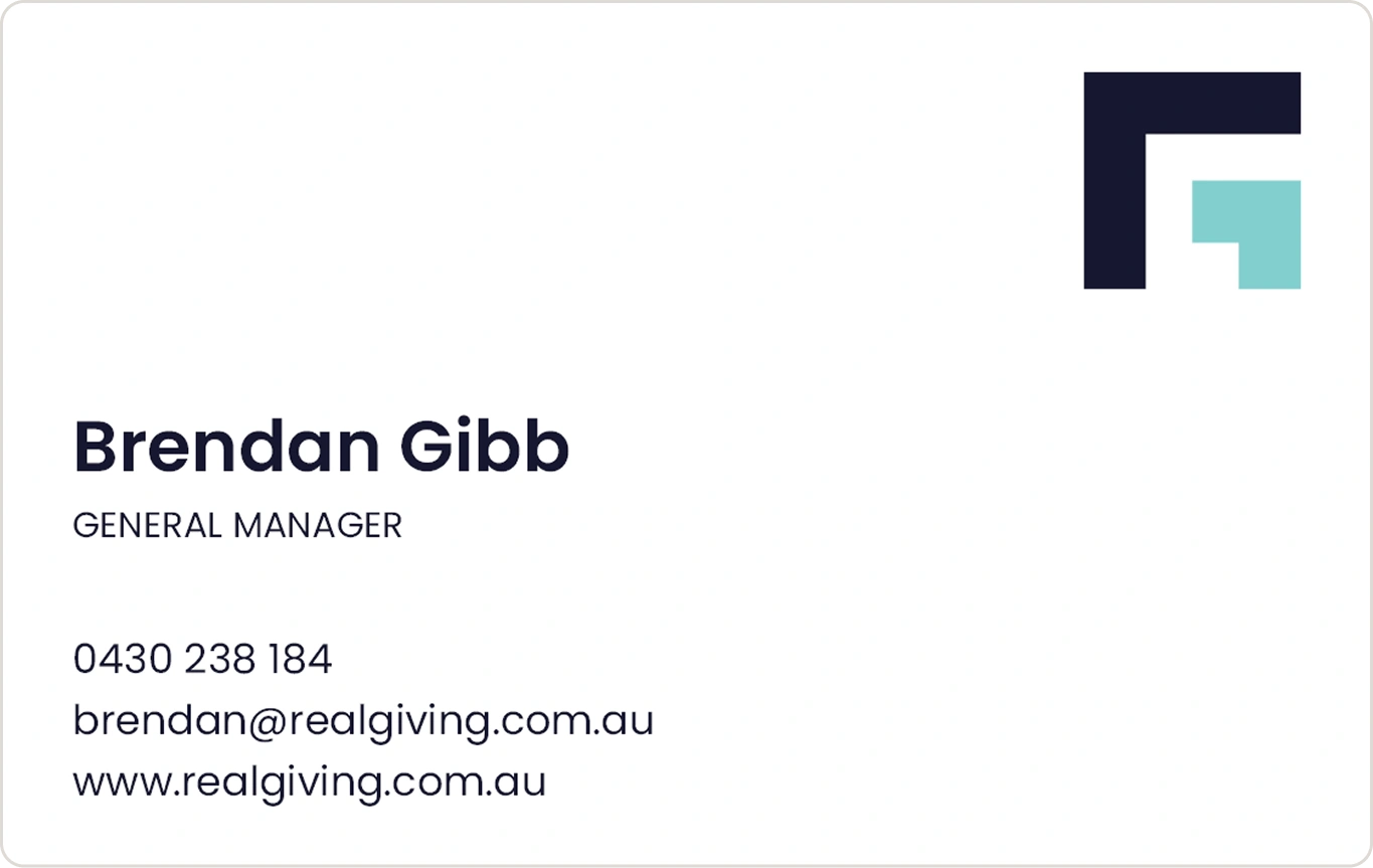 Real Giving business card back