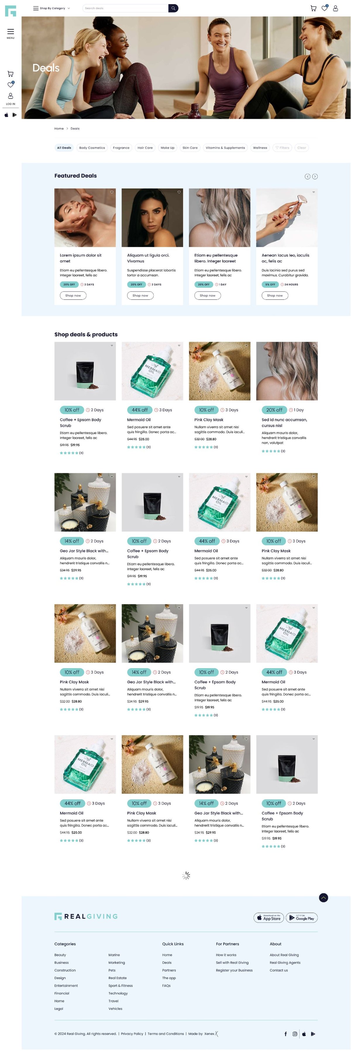 Real Giving deals and shop page
