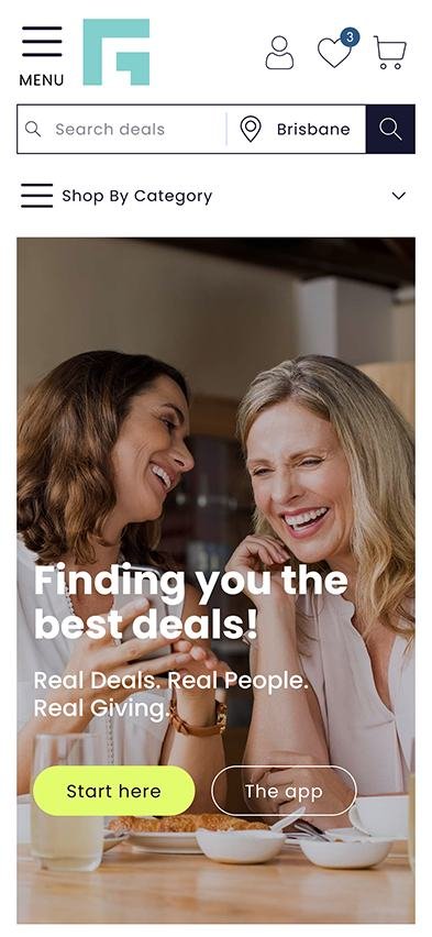 Real Giving mobile home page