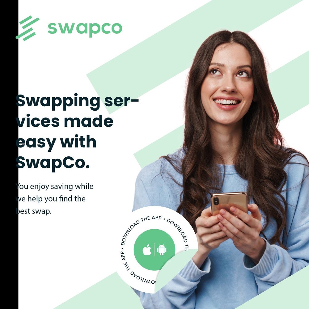 SwapCo social media post — swapping services made easy