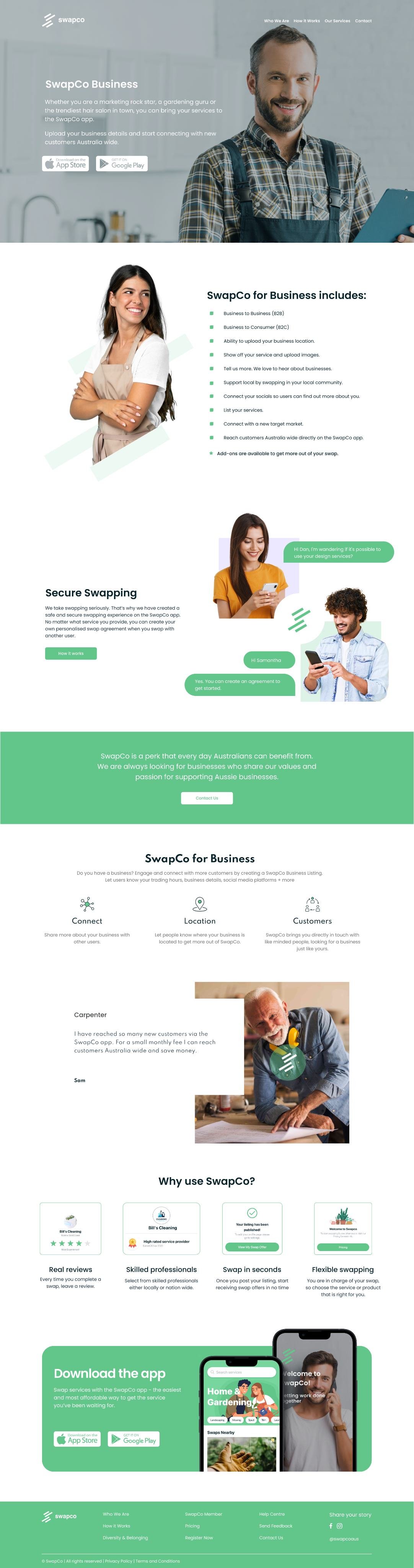 SwapCo for Business page
