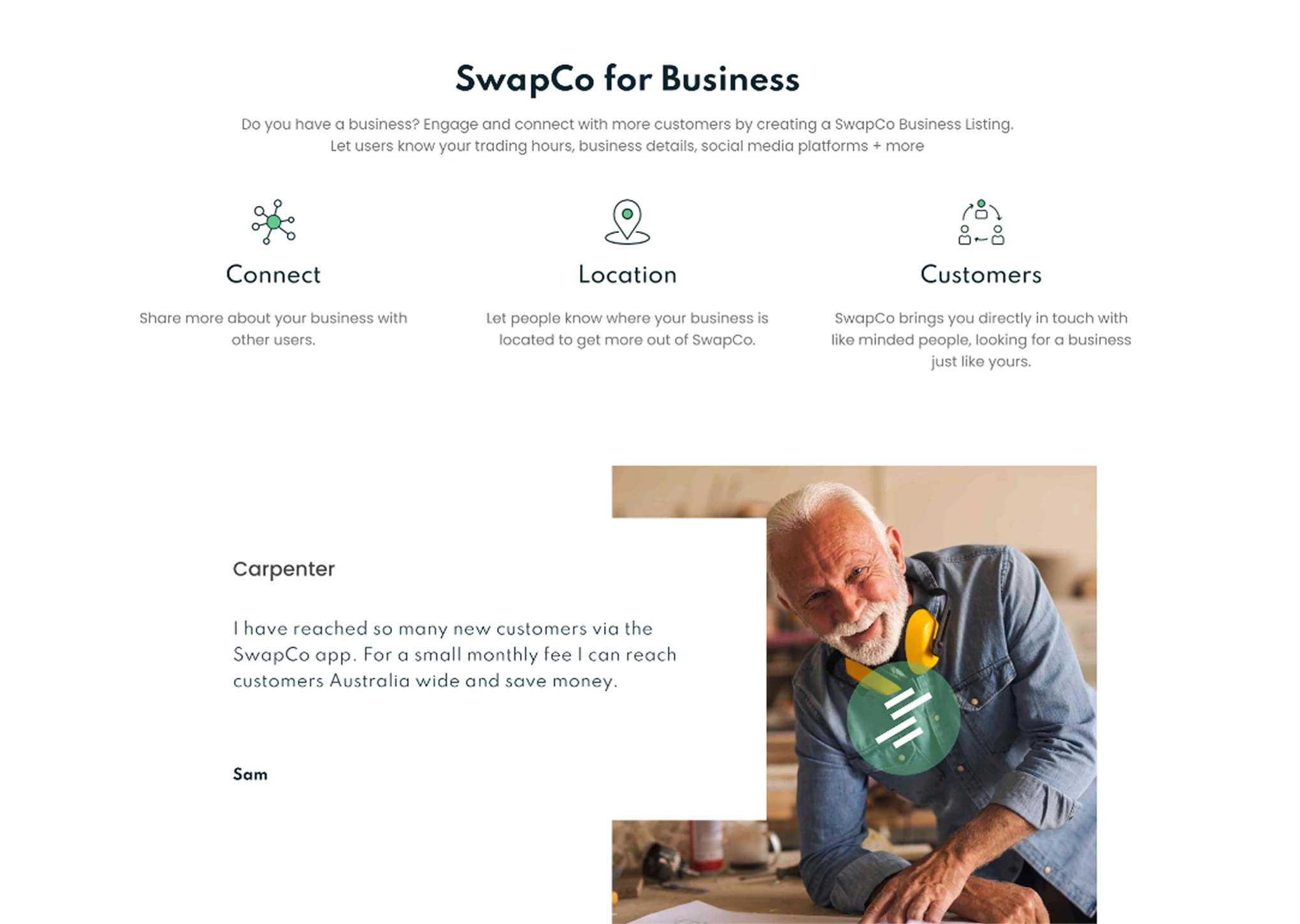 SwapCo for Business page
