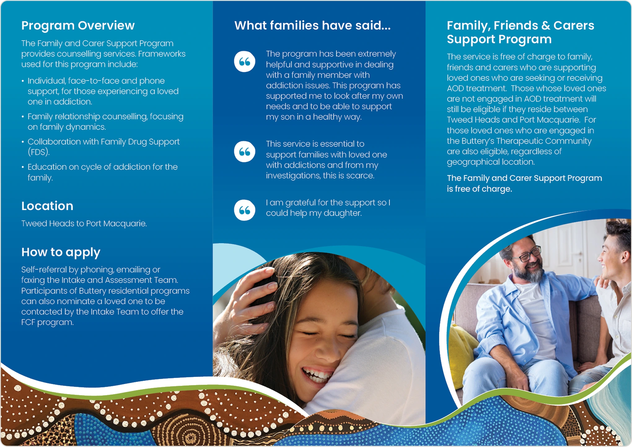 The Buttery Family, Friends and Carers Support Program Trifold Brochure — Inside Spread